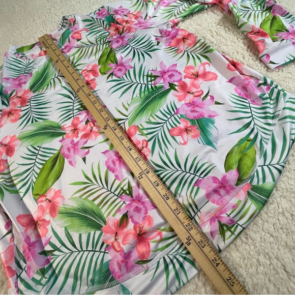 Hurley Floral Tropical Rash Guard Swim Top Long Sleeve UPF 50+ Size M - Picture 7 of 8